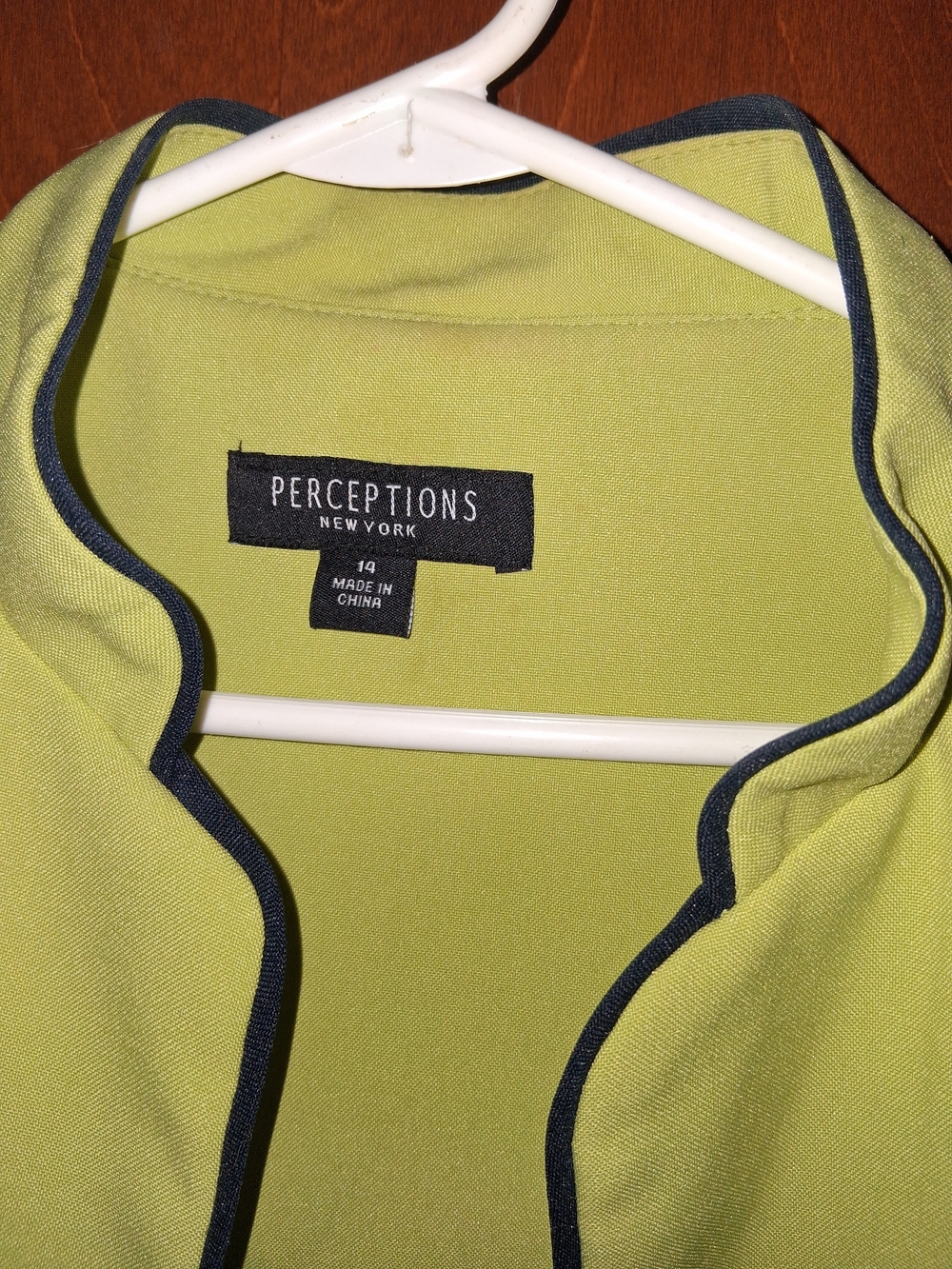 Perceptions Lime Green Two Piece Jacket Set with Black Trim - Picture 5 of 5